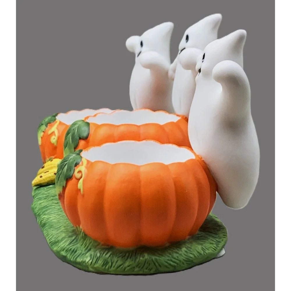 PartyLite Ghost Trio Candle Holder Halloween w 3 PL Candles NIB Retired Vintage
